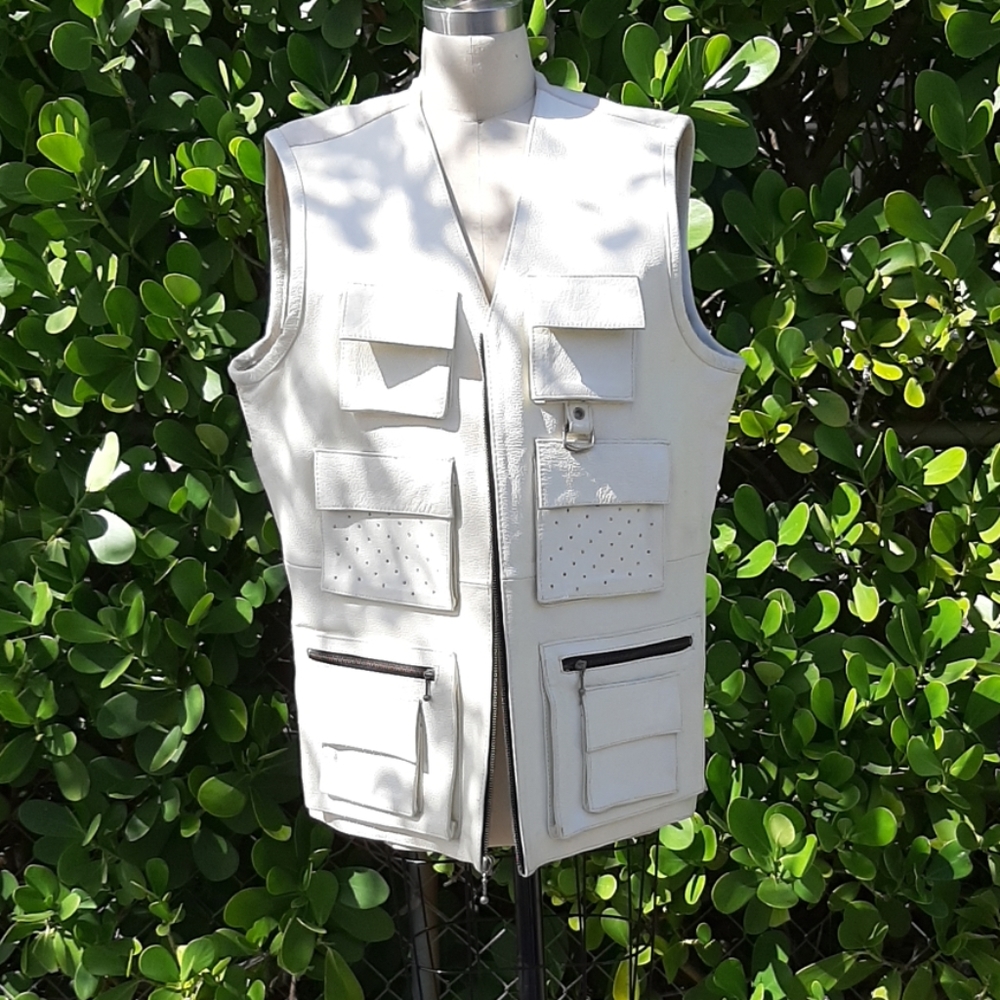 TKO cream leather vest